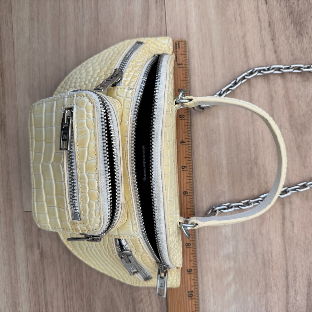 Alexander Wang “Attica” Mini Cream Yellow Croc-Embossed Convertible Shoulder Bag - Picture 7 of 13